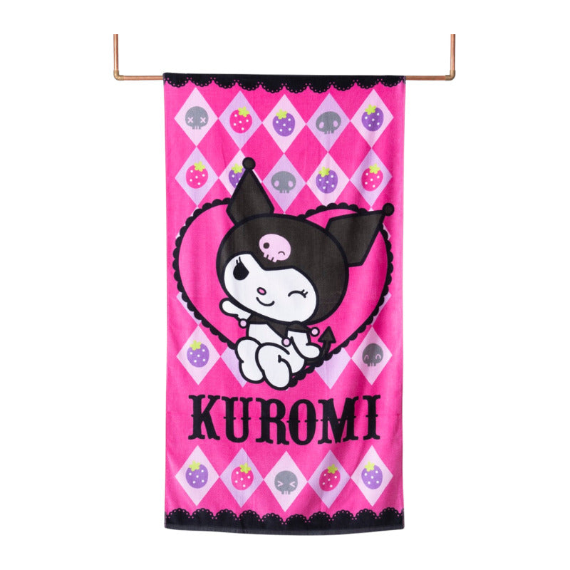 Toalla Playa Algodon C/ Bolso 140x70 Cm Fucsia Kuromi Lisa