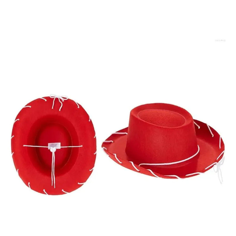 Sombrero Vaquerita Jessie Rojo Fiesta Niña/ Mujer Rojo Grande Lisa