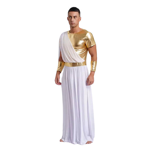 Disfraz De Dios Griego Para Hombre Cosplay Blanco-dorado S