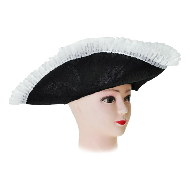 Sombrero Pirata Mujer Accesorio Cosplay Negro-blanco Standar Encajes