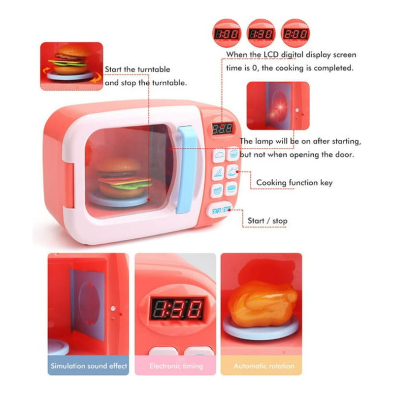 Horno Microondas De Juguete Para Niños Rosa Chicle