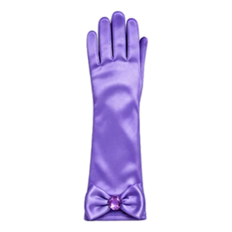 Guantes Princesa Lazo 30cm Niñas Para Cosplay Morado
