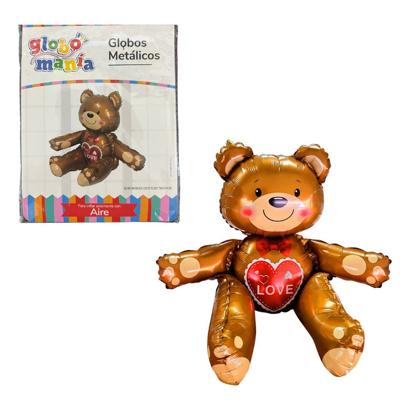 Globo Metalizado Figura Oso  73cm Decoración,amor  Café