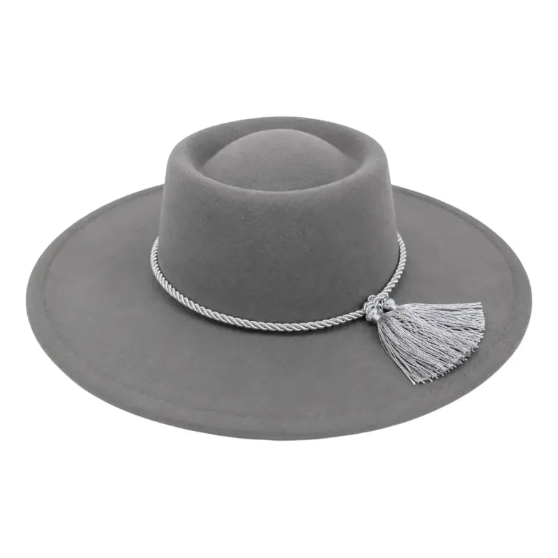 Sombrero Huaso Elegante Fiestas Patrias Adulto Gris 58cm Lisa