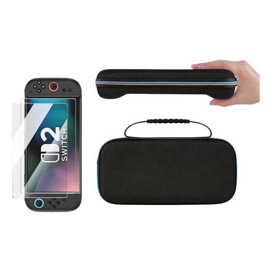 Estuche Protector + Lámina Mica Compatible N-switch 2 Negro/ Celeste Naranjo