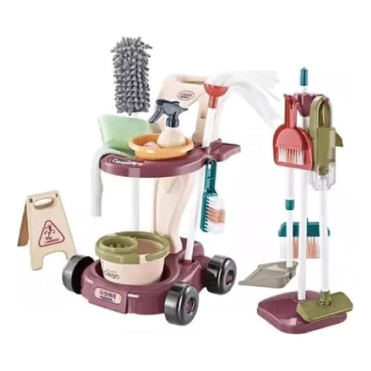 Set Aseo Juego De Limpieza Juguete Didáctico Niños 26pcs Burdeo