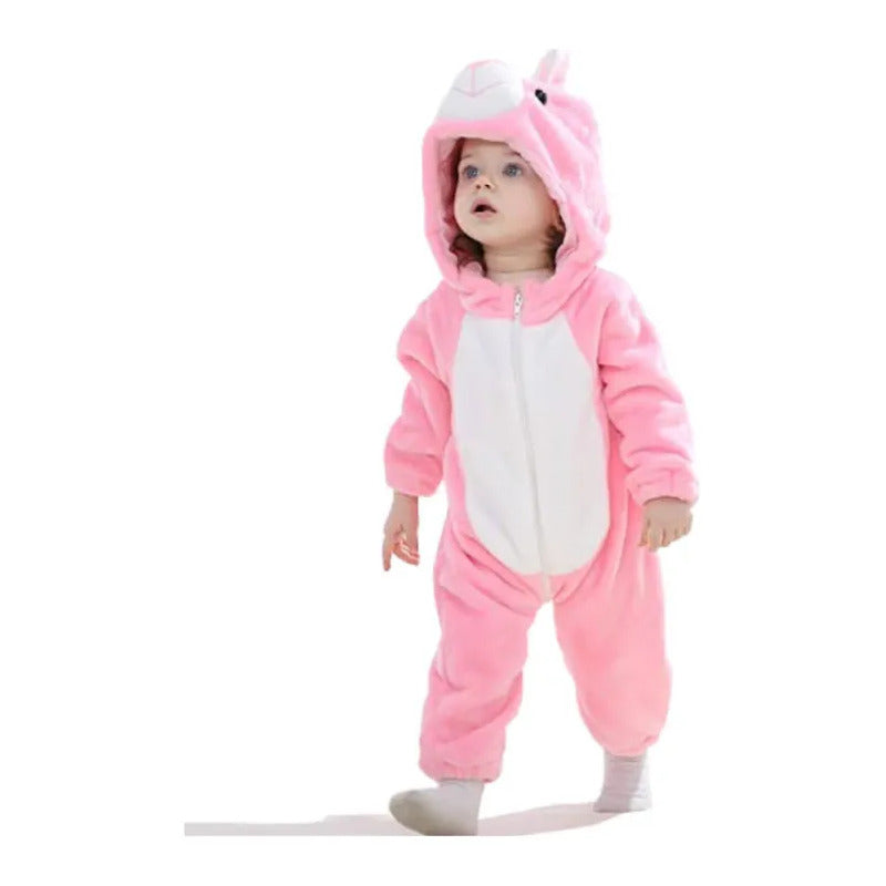 Pijama Y Disfraz Enterito Polar Bebes Rosa Conejo 80