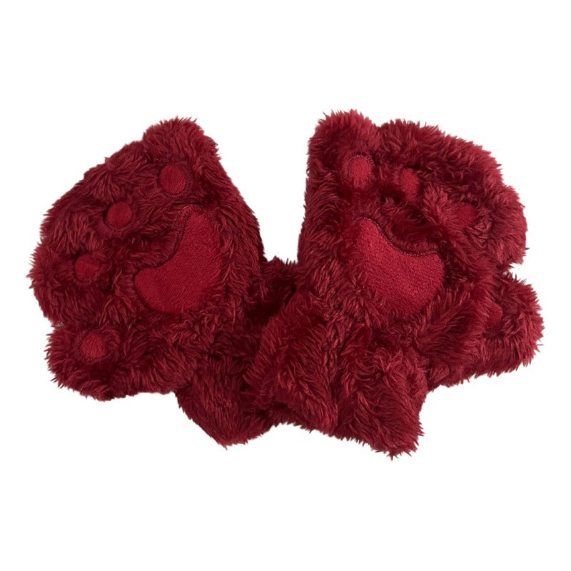 Guantes Sin Dedos Garritas De Gato Felpa Niñas