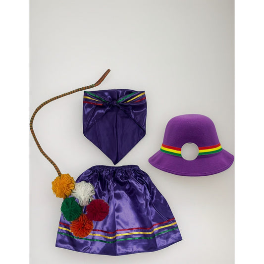 Traje Nortino Baile Nortino 3pzs + Pompon Fiestas Patrias Violeta L