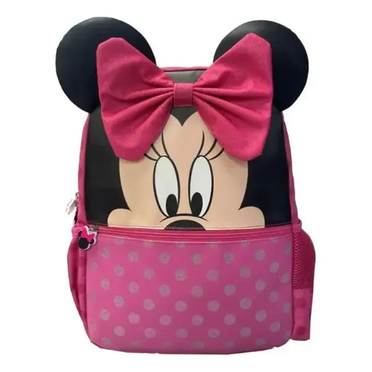 Mochilas Disney Con Capucha 3d Para Niños Color Fucsia Diseño De La Tela Minnie Mouse