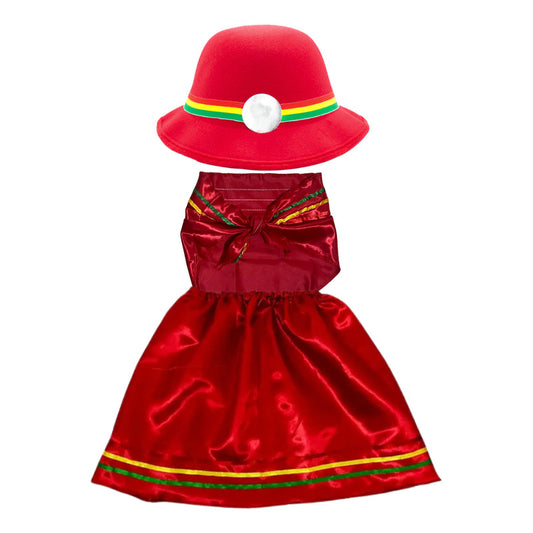 Traje Infantil Para Niña Nortino - Bailes Tipicos Rojo Lisa 7-9