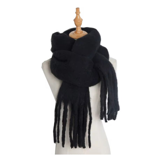 Bufanda Maxi Alpaca Unicolor Negro Liso Standar