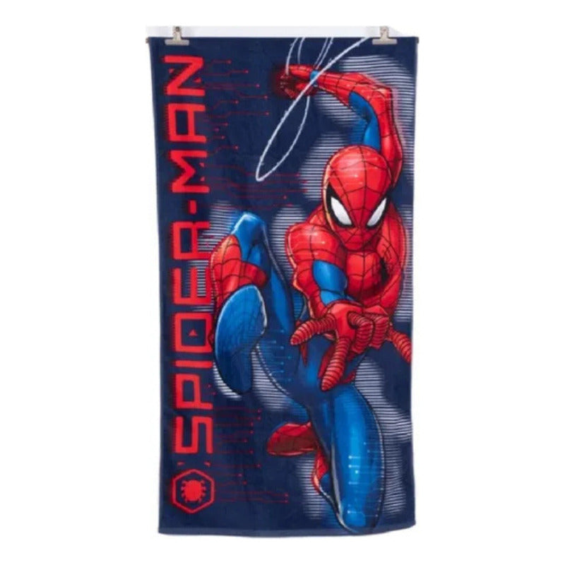 Toalla Playa Algodon C/ Bolso 140x70 Cm Rojo Spiderman Liso