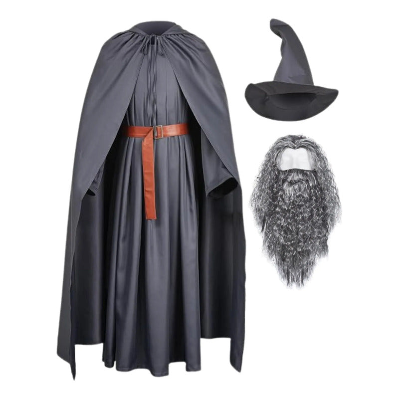 Disfraz Hechicero  Adulto / Niño Cosplay Gris Oscuro/adulto S