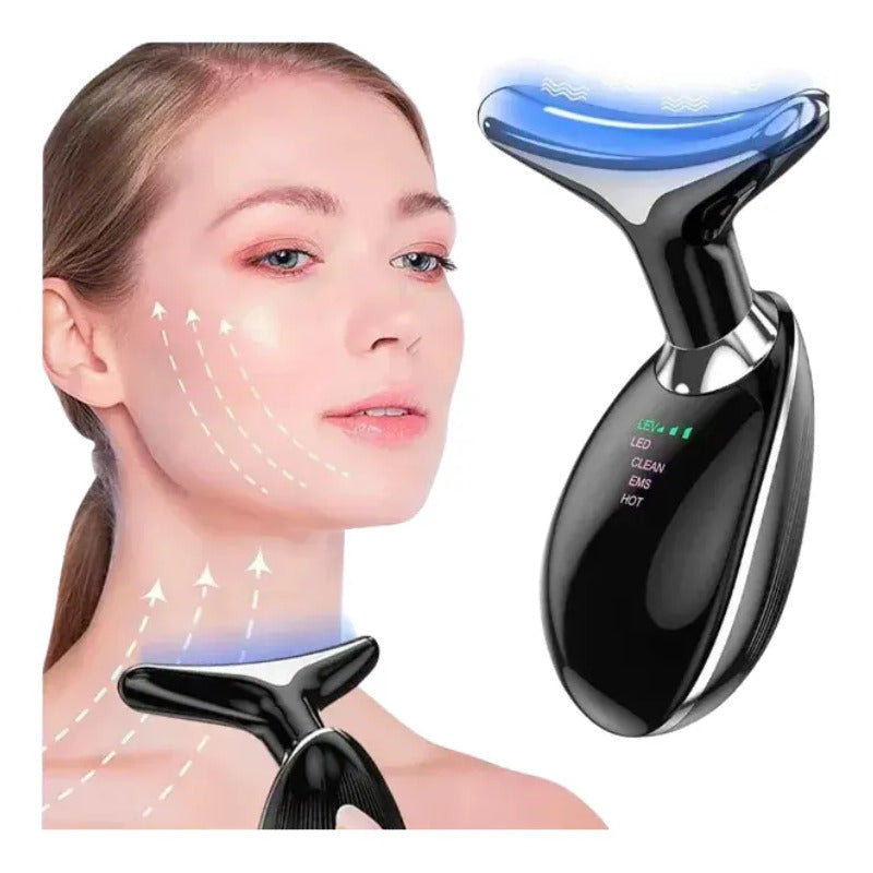 Masajeador Facial Reductor Papada Cuello Antiarrugas Negro-blanco