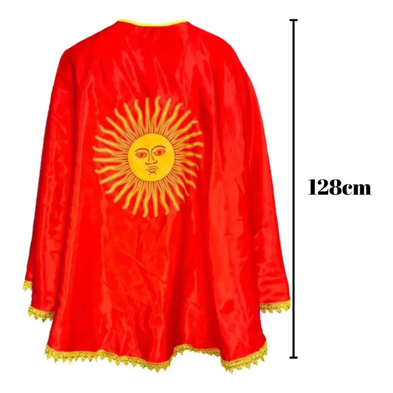 Set  Capa + Mascara De La Tirana Goma Eva  Fiestas Patrias Rojo/chica 128x71cm