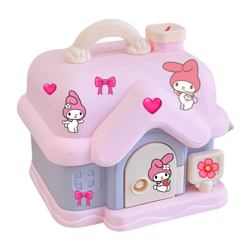 Alcancia Kuromi, My Melody, Cinnamoroll Con Llave Para Niñas My Melodi Rosa