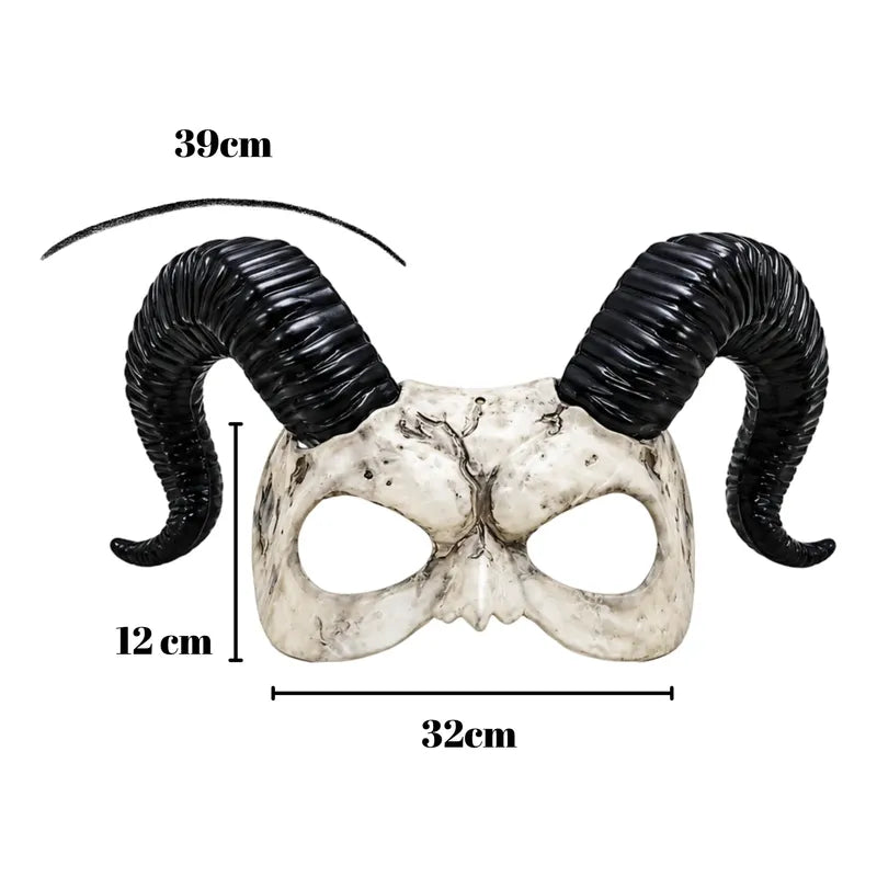 Disfraz Demon Cabra Oscuro Capa + Mascara - Halloween Negro 140cm