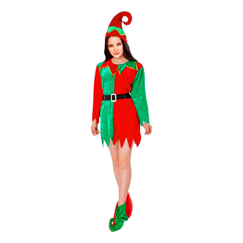 Disfraz Navideño De Elfa Para Mujer Rojo-verde Standar/ 170cm