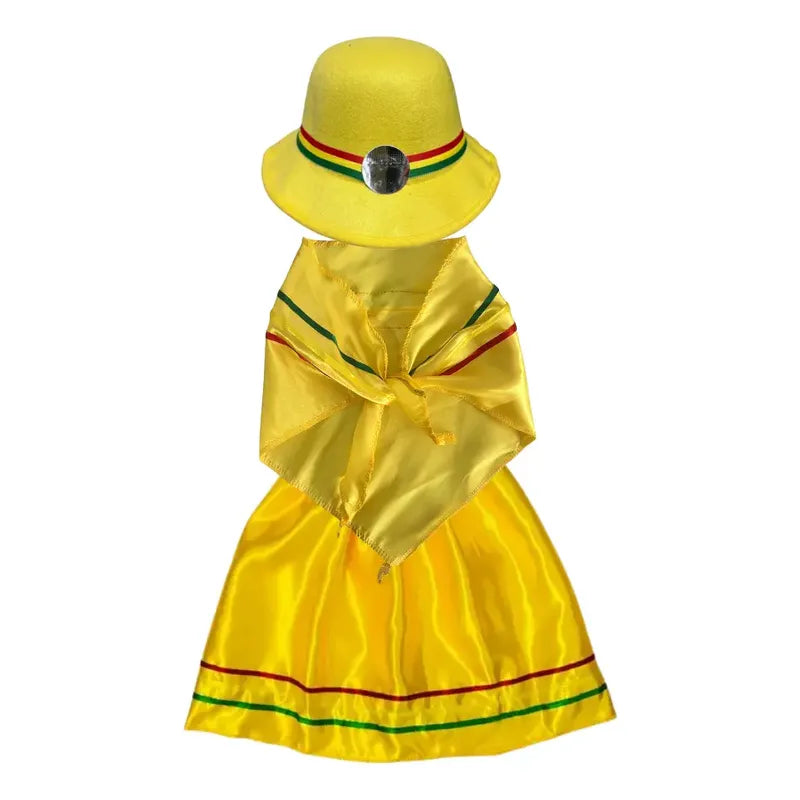 Traje Infantil Para Niña Nortino - Bailes Tipicos Amarillo Liso 5-6: