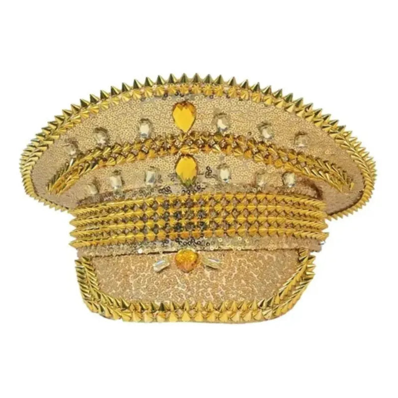 Gorro Capitana Brillos Glitter Fiestas Dorado