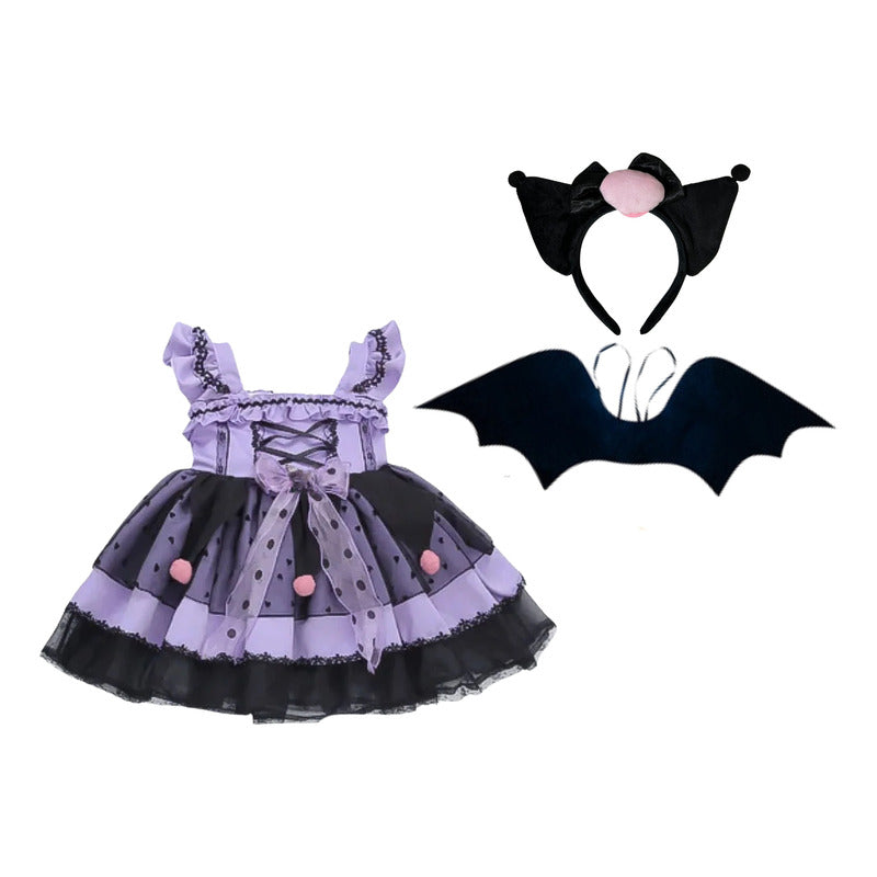 Disfraz De Kuromi Niña Cosplay Violeta-negro 10-12