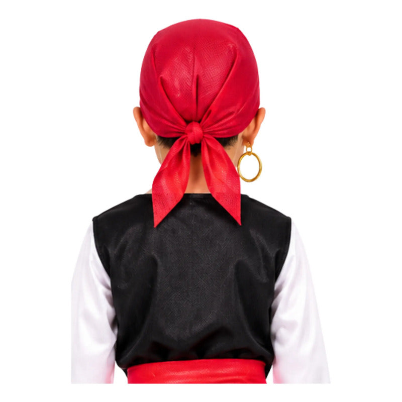 Set De Pirata Para Niños Bandana + Aro + Parche - Cosplay Rojo 3 A 10 Años