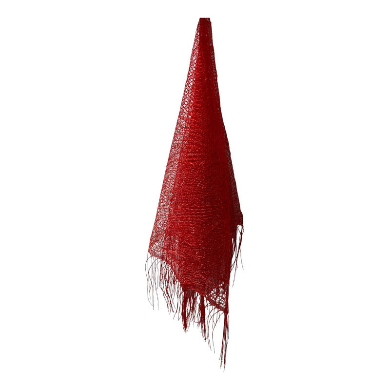 Puntilla Chal Rojo Para Baile Chilote De Mujer Con Flecos Hilo 1.50x90cm