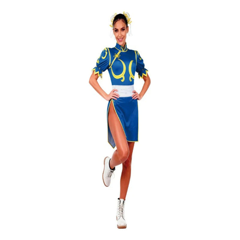 Disfraz Chun-li Streef Fighter Mujer- Niña Cosplay Azul/mujer S
