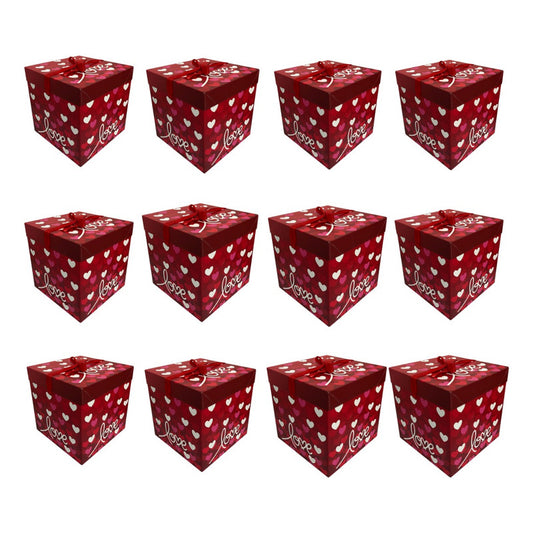 Pack 12 Cajas De Regalo Desayuno Corazones San Valentín 22cm