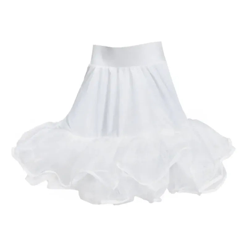 Falso Falda 2 Capas Para Vestidos Niña Cueca Blanco Lisa M