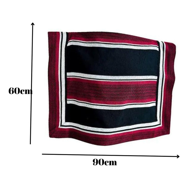 Manta Poncho Huaso Juvenil- Adulto Cueca Fiestas Patrias Negro Rayas 90x60