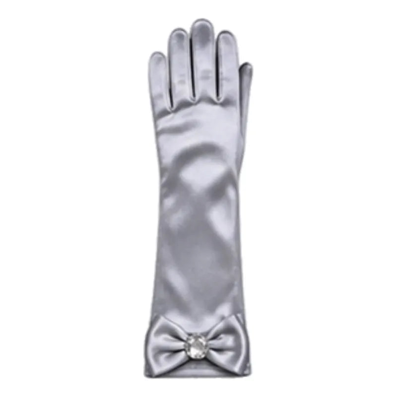 Guantes Princesas Lazo   Niña Para Cosplay Gris 30cm Lisa