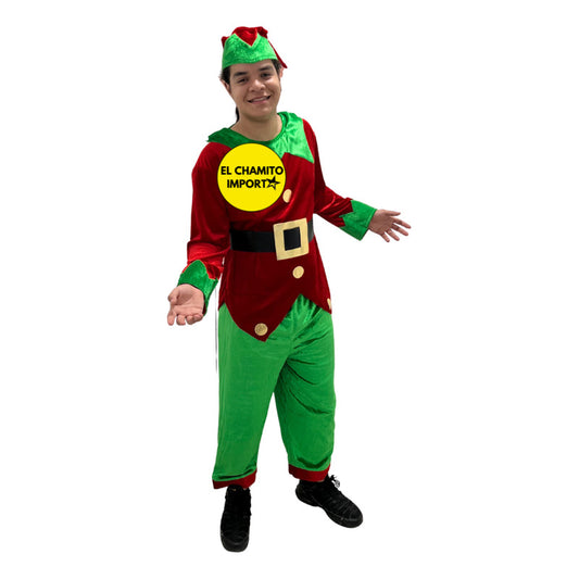 Disfraz Navidad Traje Elfo Hombre Adulto Navideño Rojo-verde 180cm