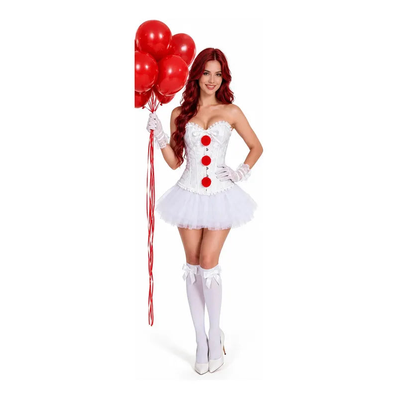 Disfraz Payasa It Sexy  Halloween Cosplay Mujer Blanco L