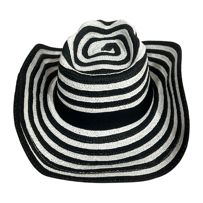 Sombrero Vueltiao Colombiano Unisex  Niño - Adulto Blanco-negro Grande Rayas