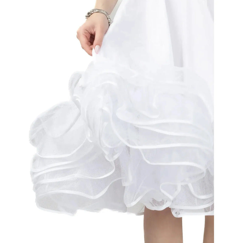 Falso 3 Capas Falda Para Vestido Mujer Cueca Blanco L