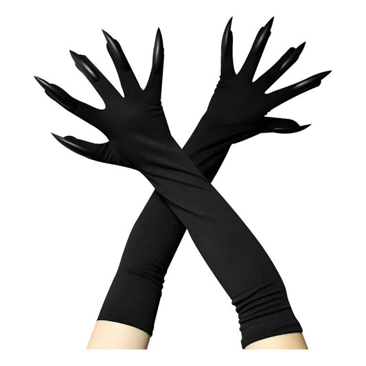 Guantes Largos Con Uñas Garras Disfraz Cosplay Halloween Negro