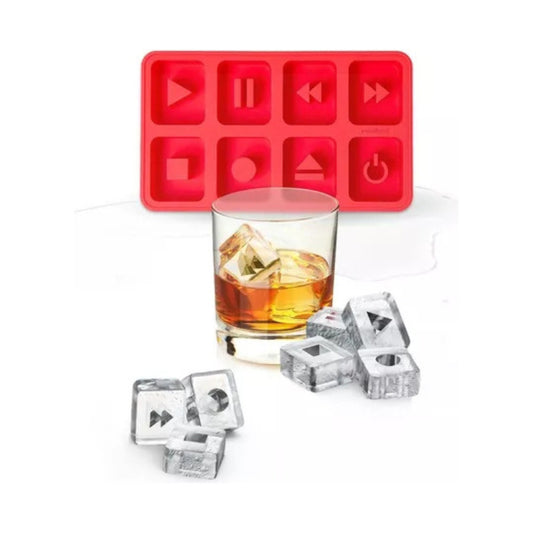 Cubeta Molde De Silicona Para Hielo Diseño Retro Rojo