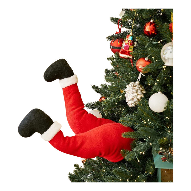 Decoración Patas Piernas Móviles Pascuero Árbol De Navidad Rojo Santa