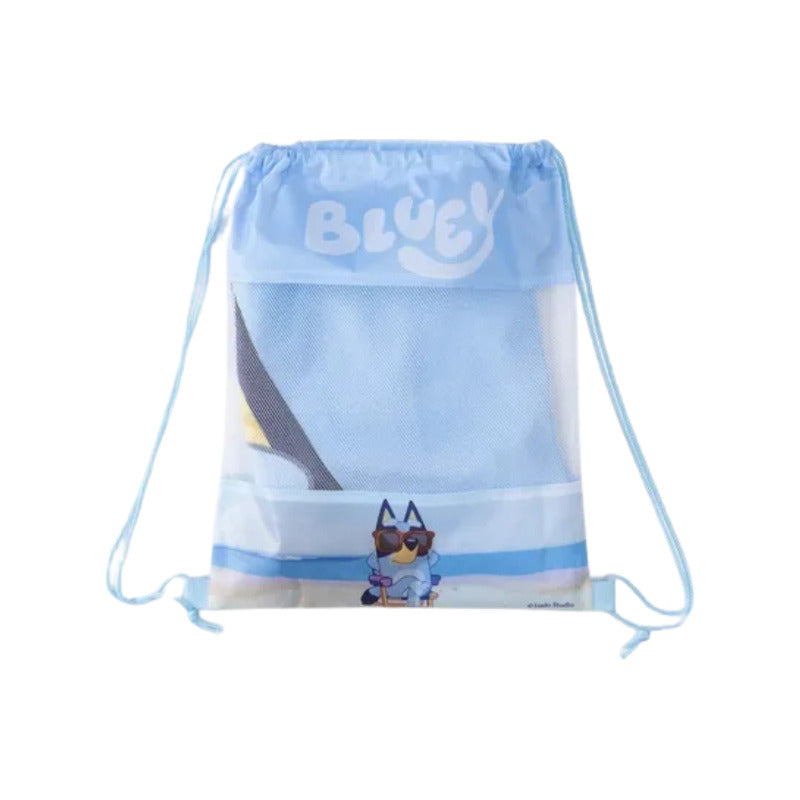 Toalla Playa Algodon C/ Bolso 140x70 Cm Celeste Bluey Lisa