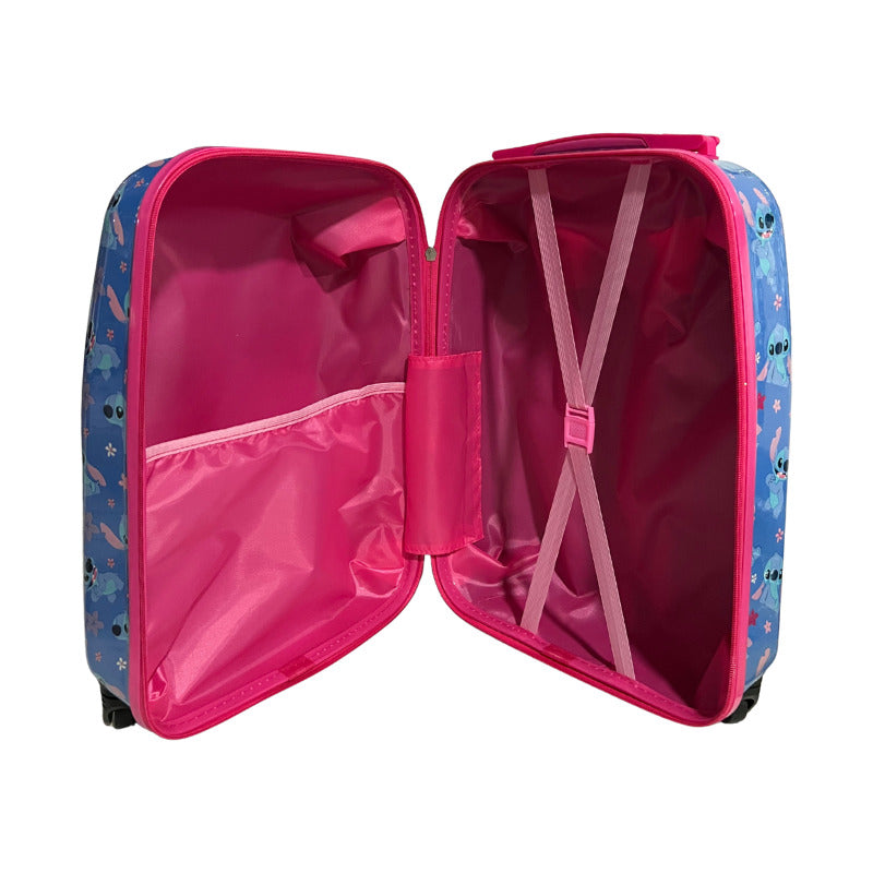 Maleta Viejera Infantil 4 Ruedas 18  Stitch Celeste Stitch