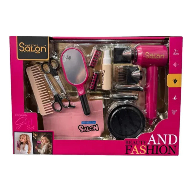 Set Secador Accesorios De Peluquería Juguete Niñas 14pzas