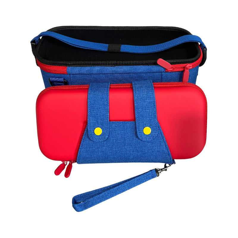 Bolso Maleta Transporte + Estuche Mario Compatible Switch 2 Azul-rojo