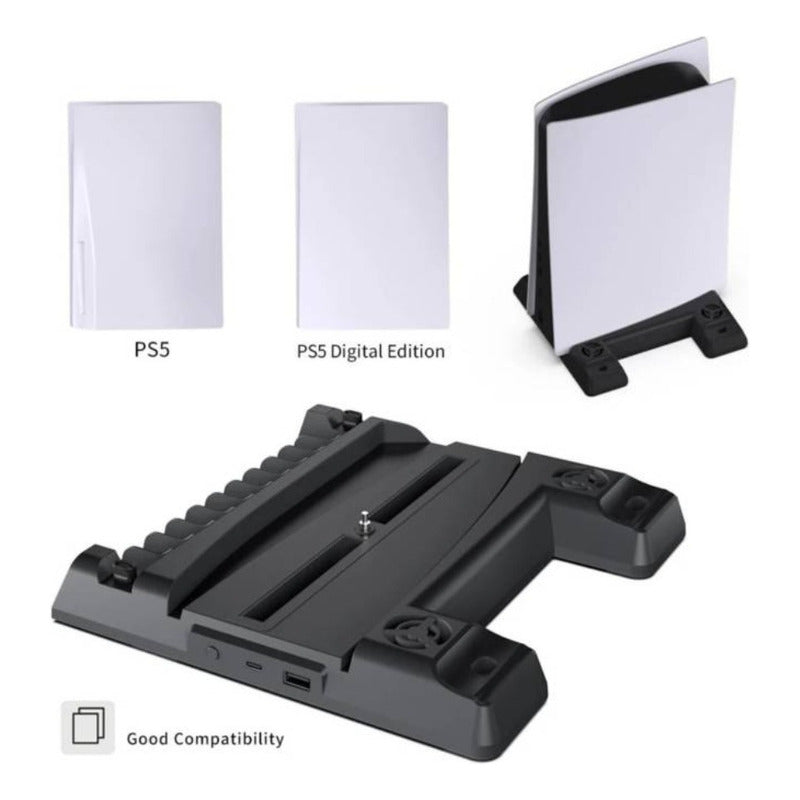 Base Soporte Vertical Stand Para Ps5 Con Estación De Carga Blanco