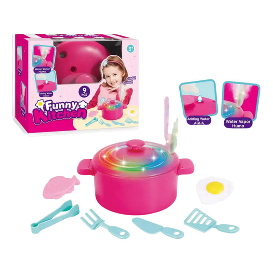 Olla De Juguete Con Luz Sonido Vapor Fucsia