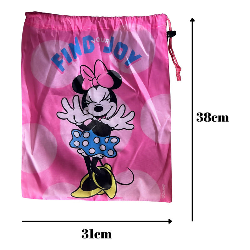 Bolsa De Genero Para Niños Párvulo + Toalla De Mano Algodon Rosa Minnie