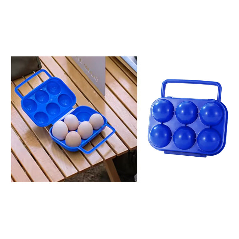 Porta Huevos Portatil Capacidad 6 Uni Camping / Picnic Color Azul