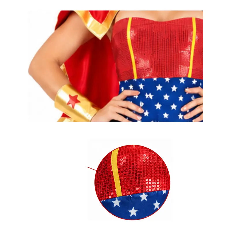 Disfraz De Mujer Maravilla Para Cosplay Rojo Xl