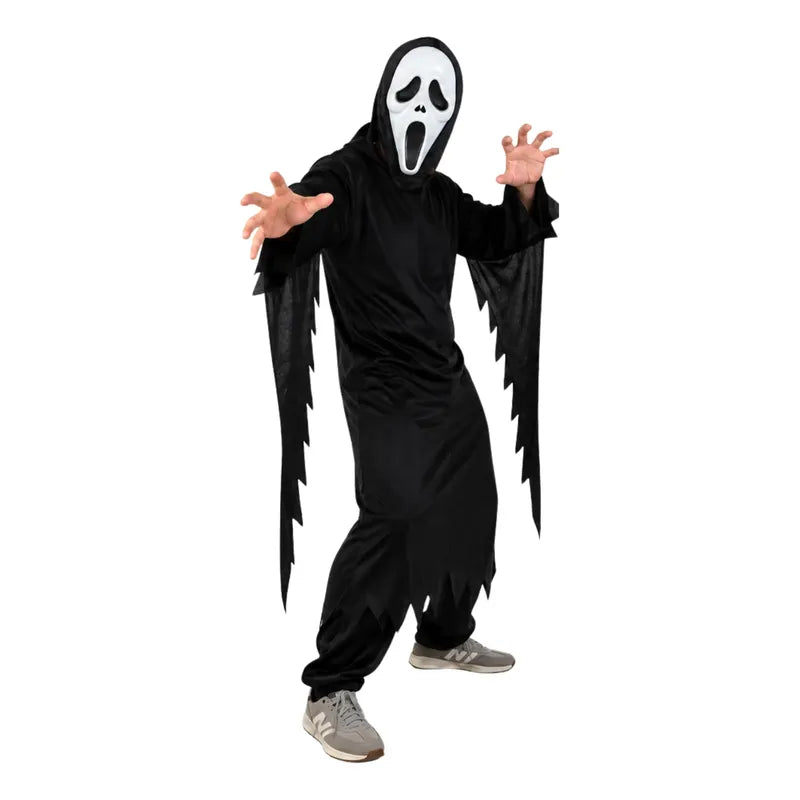 Disfraz Scream Grito Con Túnica Y Máscara Para Halloween Negro M